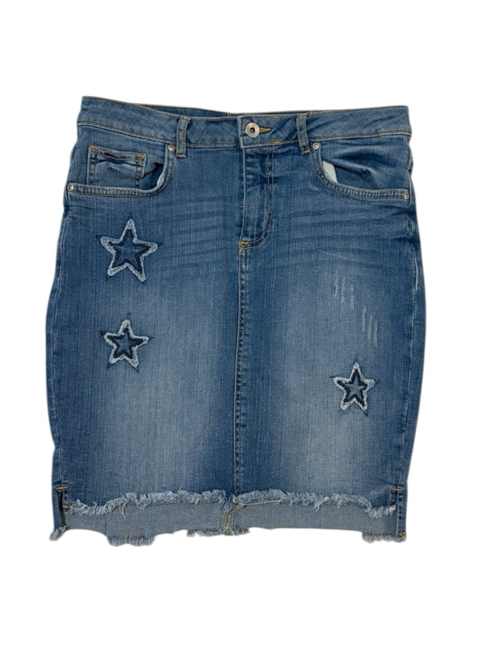 Y2K denim star appliqué skirt #74